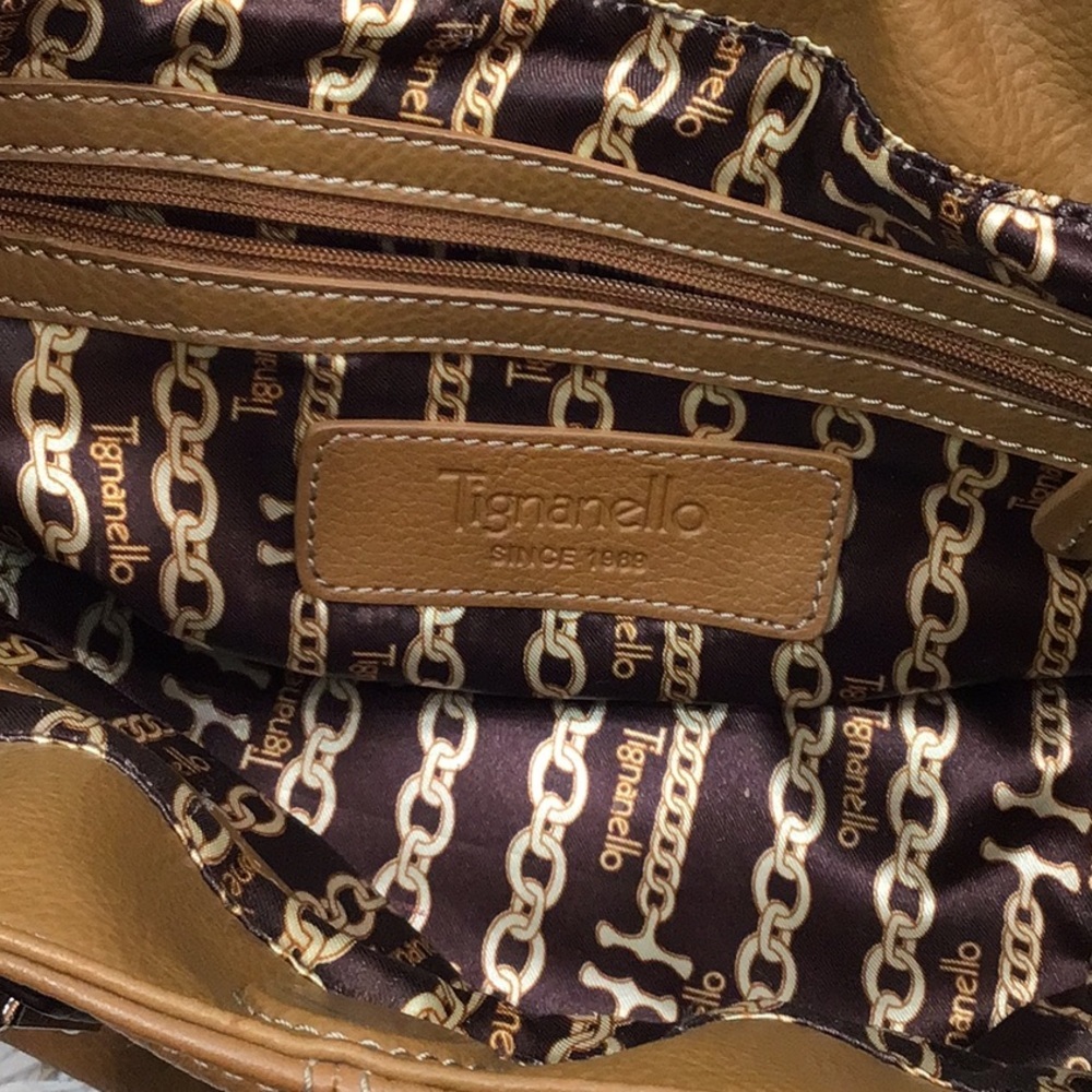 Tignanello tan leather satchel bag silver hardware - Picture 9 of 11